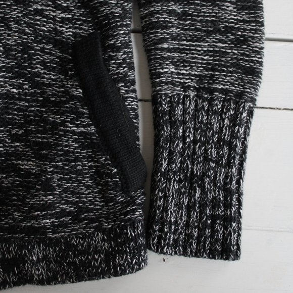 American Eagle Black Marled Foldover Knit Zip Up Sweater - Picture 3 of 7